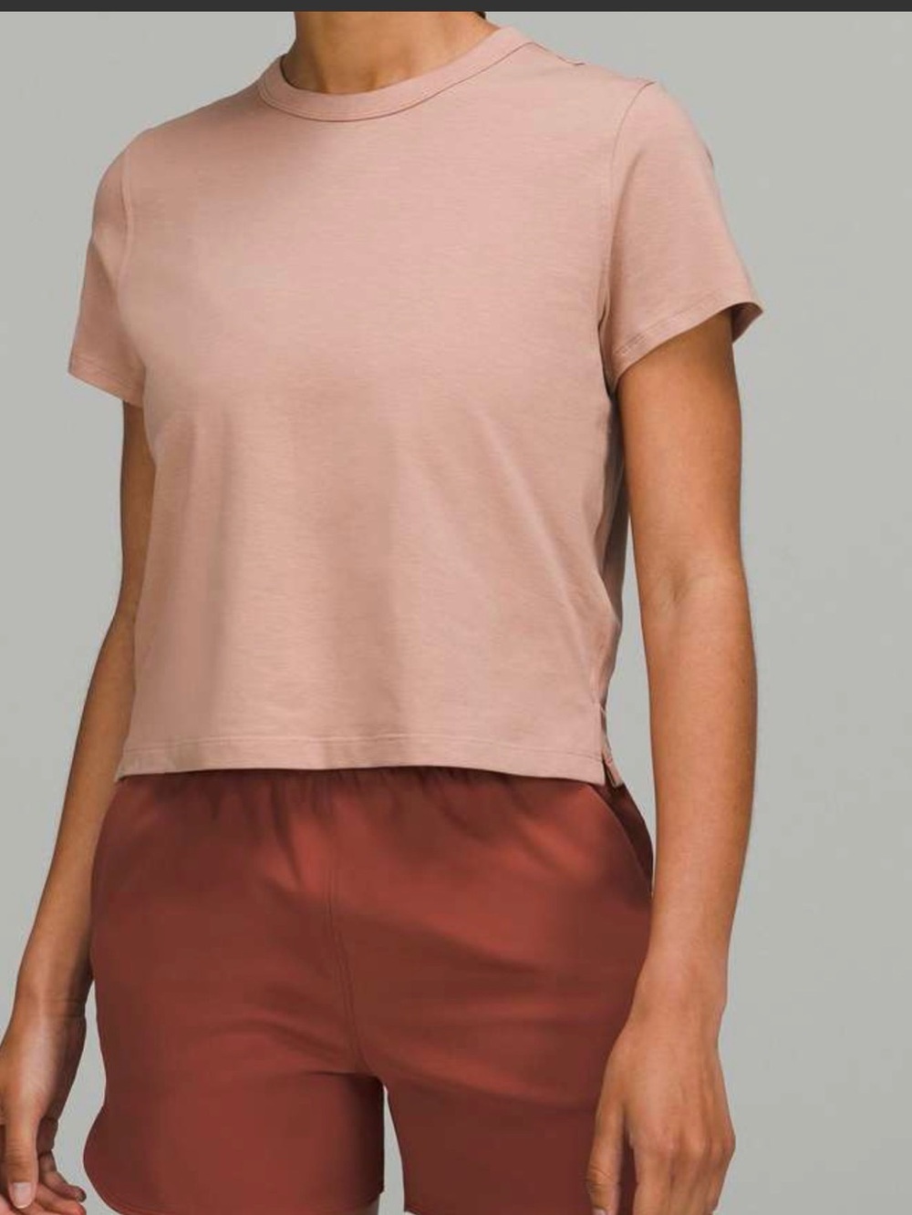 Lululemon Classic-Fit Cotton-Blend Short Sleeve T-Shirt Pink Clay SZ. 10 EUC